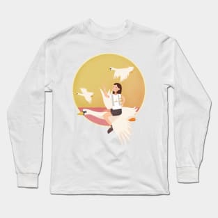 Lovely Fly Gird And Birds Long Sleeve T-Shirt